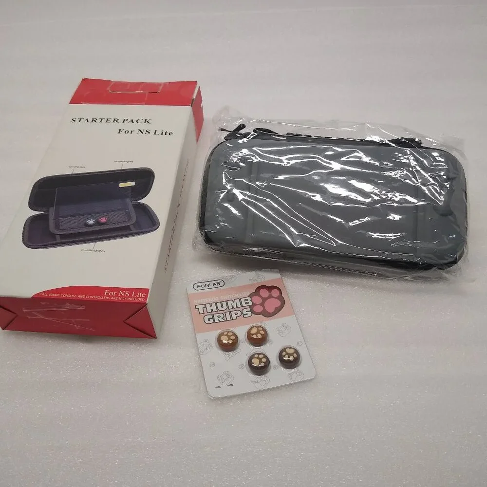 Nintendo Switch Lite Carry Case w/ FUNLAB 4 pack thumb grips Great Gift NWOT